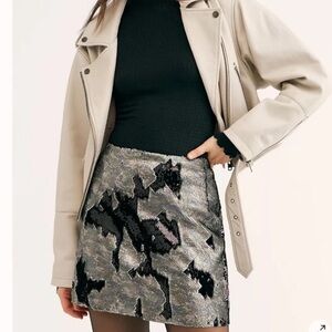 Free people camo sequins mini skirt
